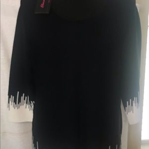 Elena Wang black 3/4 slv. Knit top